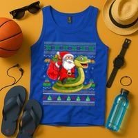 Funny Ugly Xmas Santa Riding Snake Christmas Gift Tank Top thumb 4