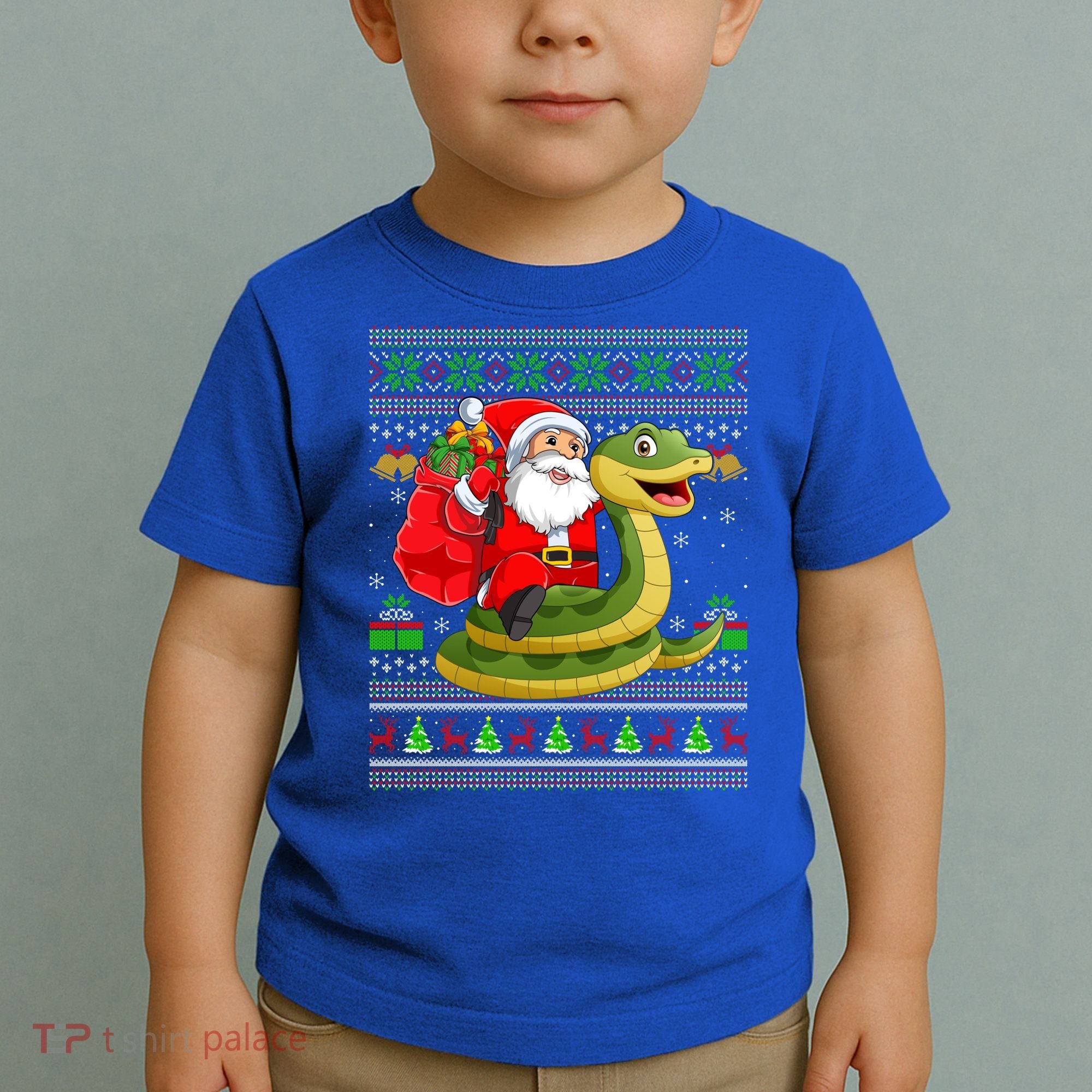 Funny Ugly Xmas Santa Riding Snake Christmas Gift Toddler T-Shirt