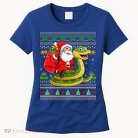 Funny Ugly Xmas Santa Riding Snake Christmas Gift Women's T-Shirt thumb 0