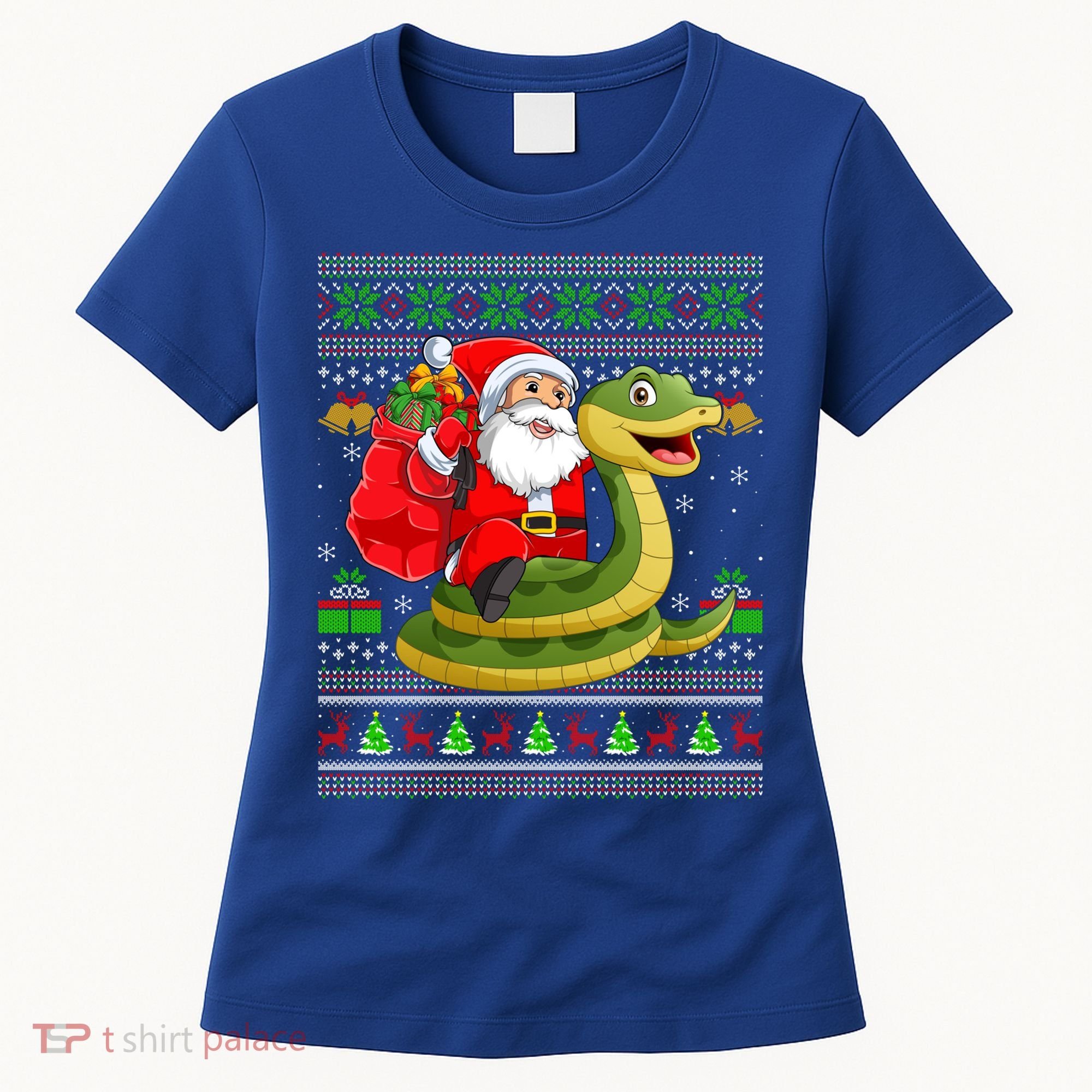 Funny Ugly Xmas Santa Riding Snake Christmas Gift Women's T-Shirt