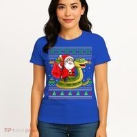 Funny Ugly Xmas Santa Riding Snake Christmas Gift Women's T-Shirt thumb 4