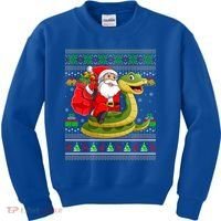 Funny Ugly Xmas Santa Riding Snake Christmas Gift Kids Sweatshirt thumb 0
