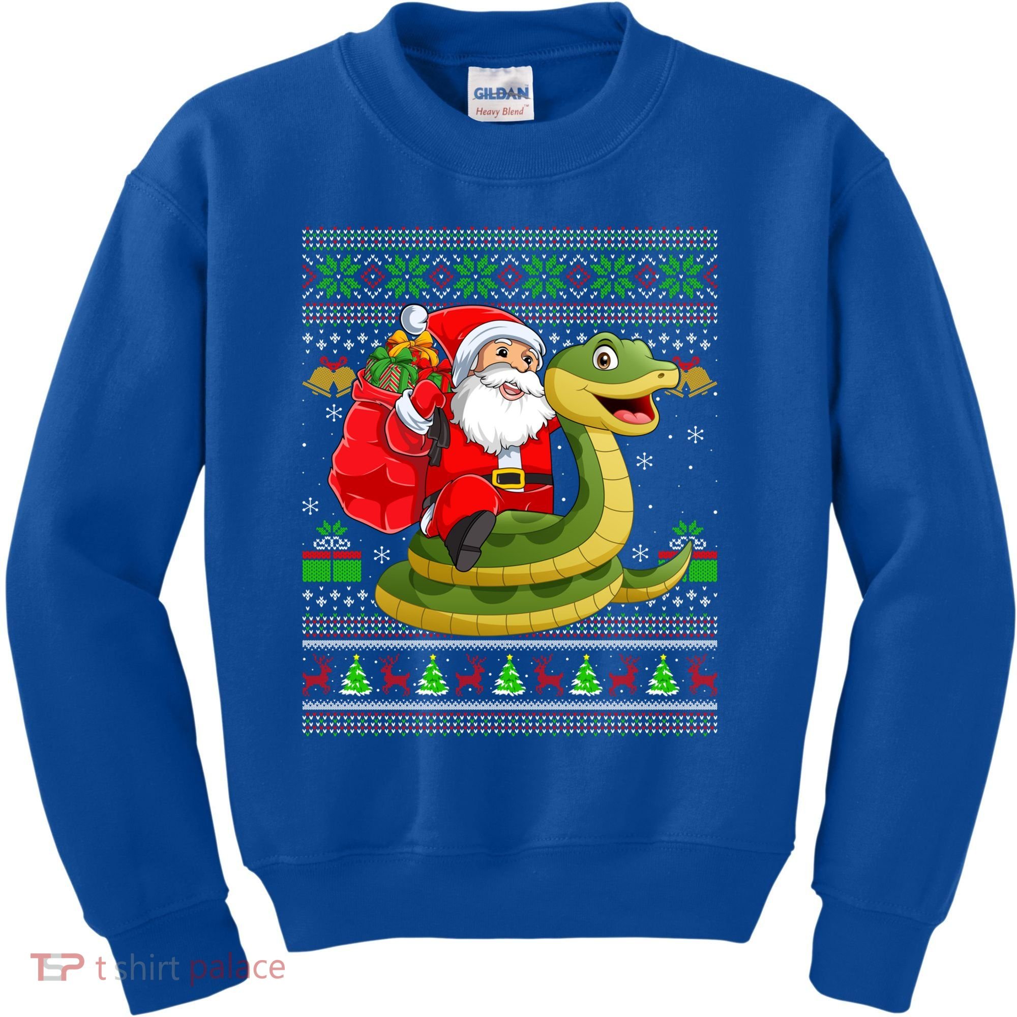 Funny Ugly Xmas Santa Riding Snake Christmas Gift Kids Sweatshirt