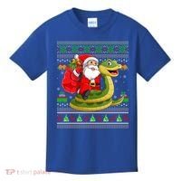 Funny Ugly Xmas Santa Riding Snake Christmas Gift Kids T-Shirt thumb 0