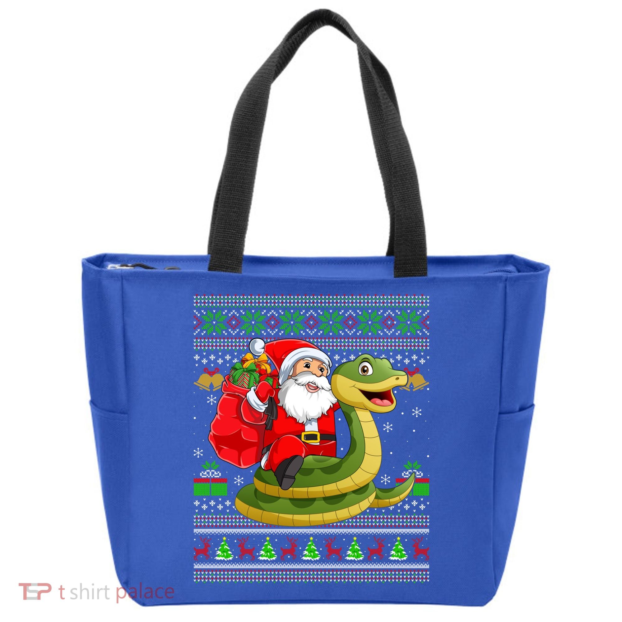 Funny Ugly Xmas Santa Riding Snake Christmas Gift Tote Bag