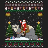 Ferret Ugly Xmas Gift Santa Riding Ferret Christmas Gift Women's Sweatshirt thumb 2