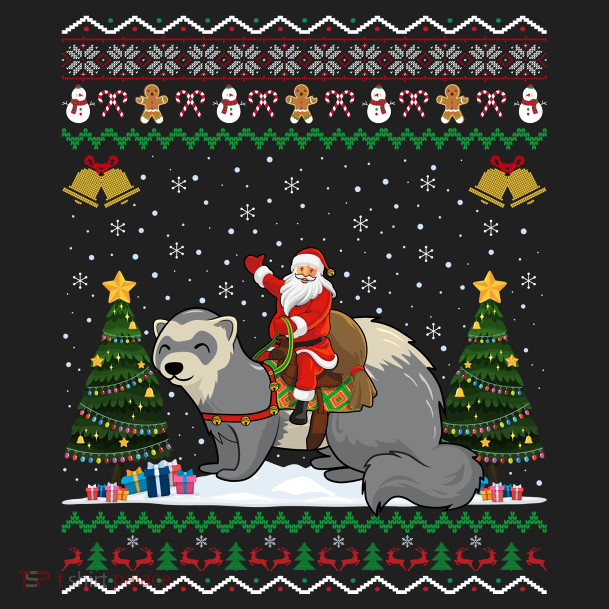 Ferret Ugly Xmas Gift Santa Riding Ferret Christmas Gift Women's Sweatshirt