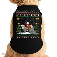 Ferret Ugly Xmas Gift Santa Riding Ferret Christmas Gift Doggie Tank thumb 0
