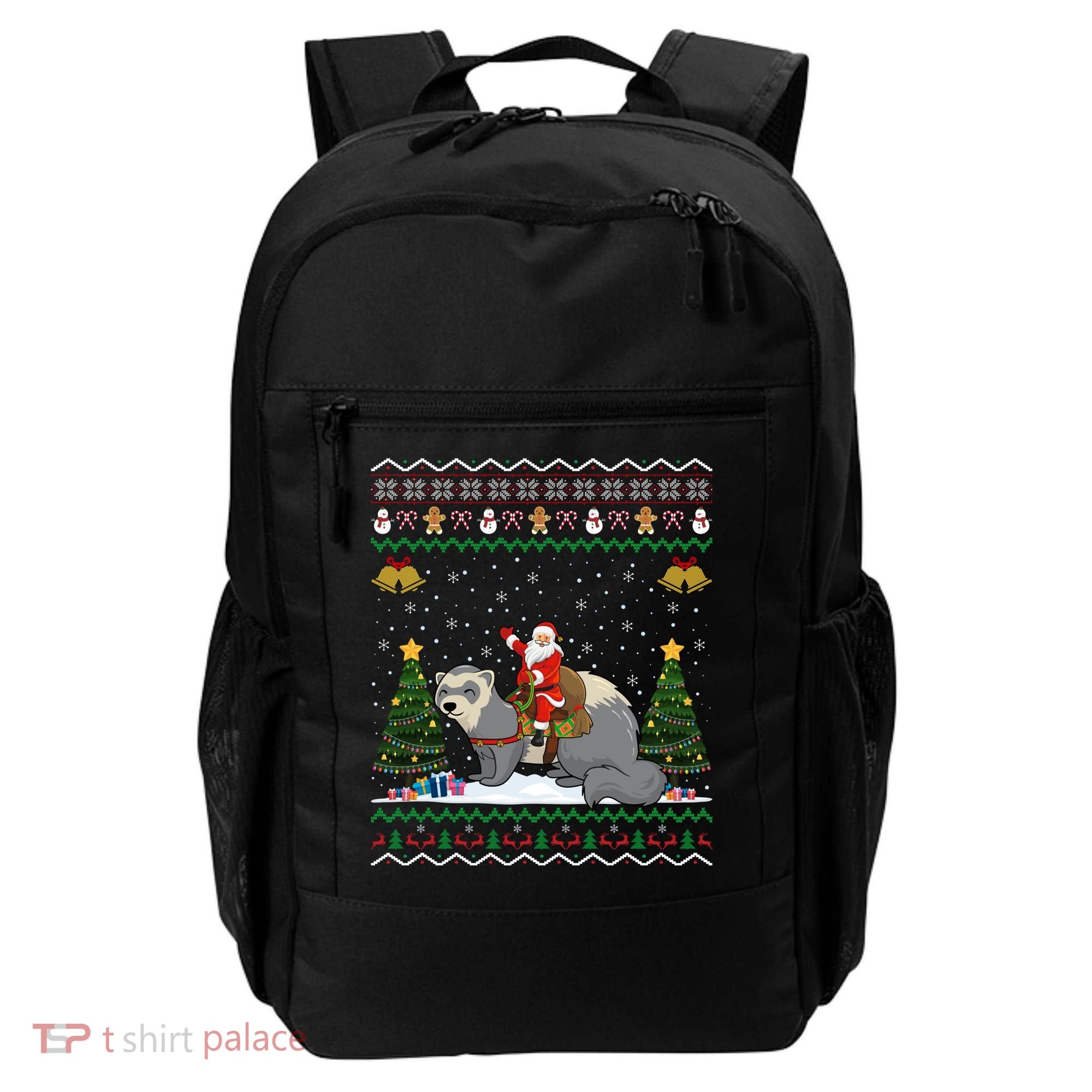 Ferret Ugly Xmas Gift Santa Riding Ferret Christmas Gift Backpack
