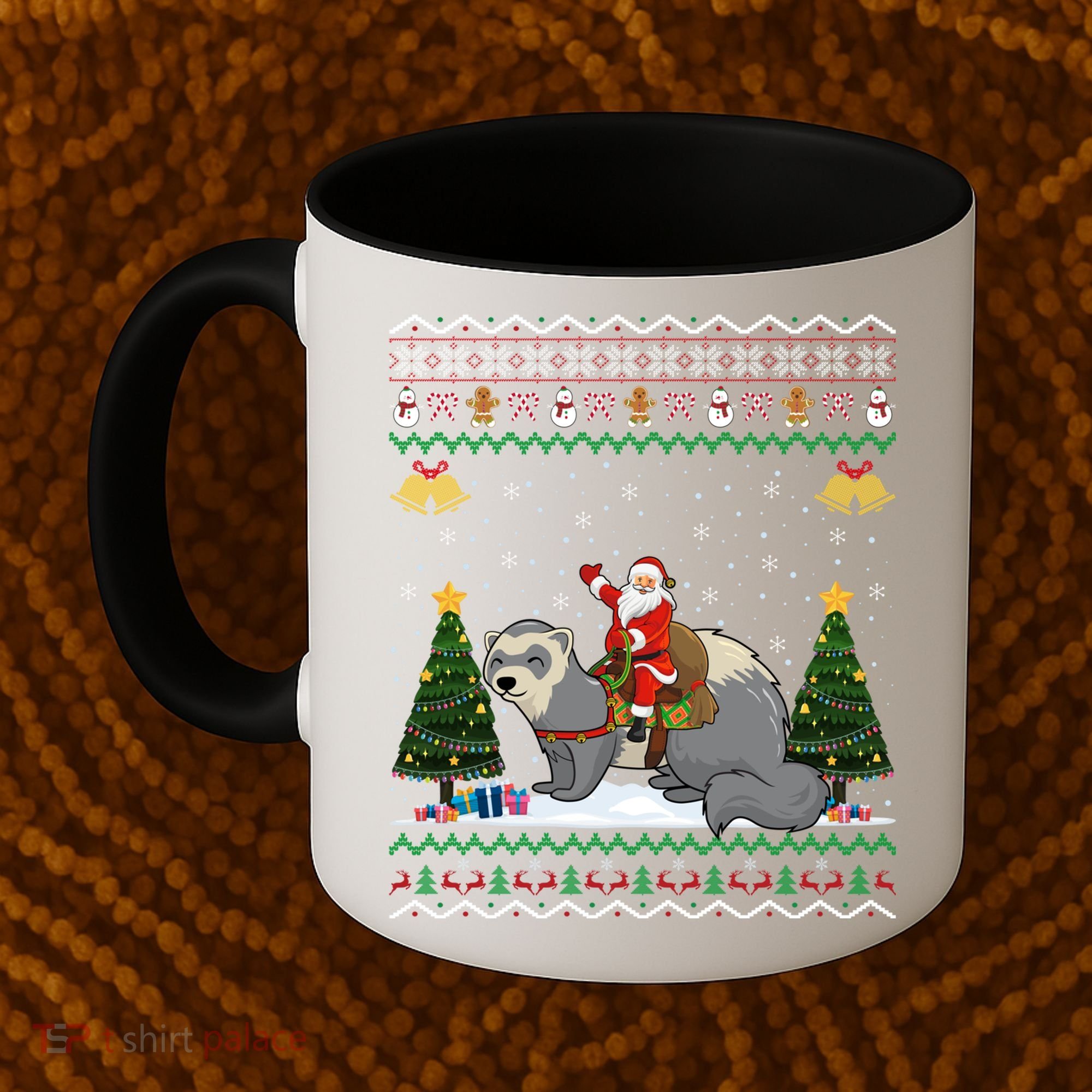 Ferret Ugly Xmas Gift Santa Riding Ferret Christmas Gift Coffee Mug