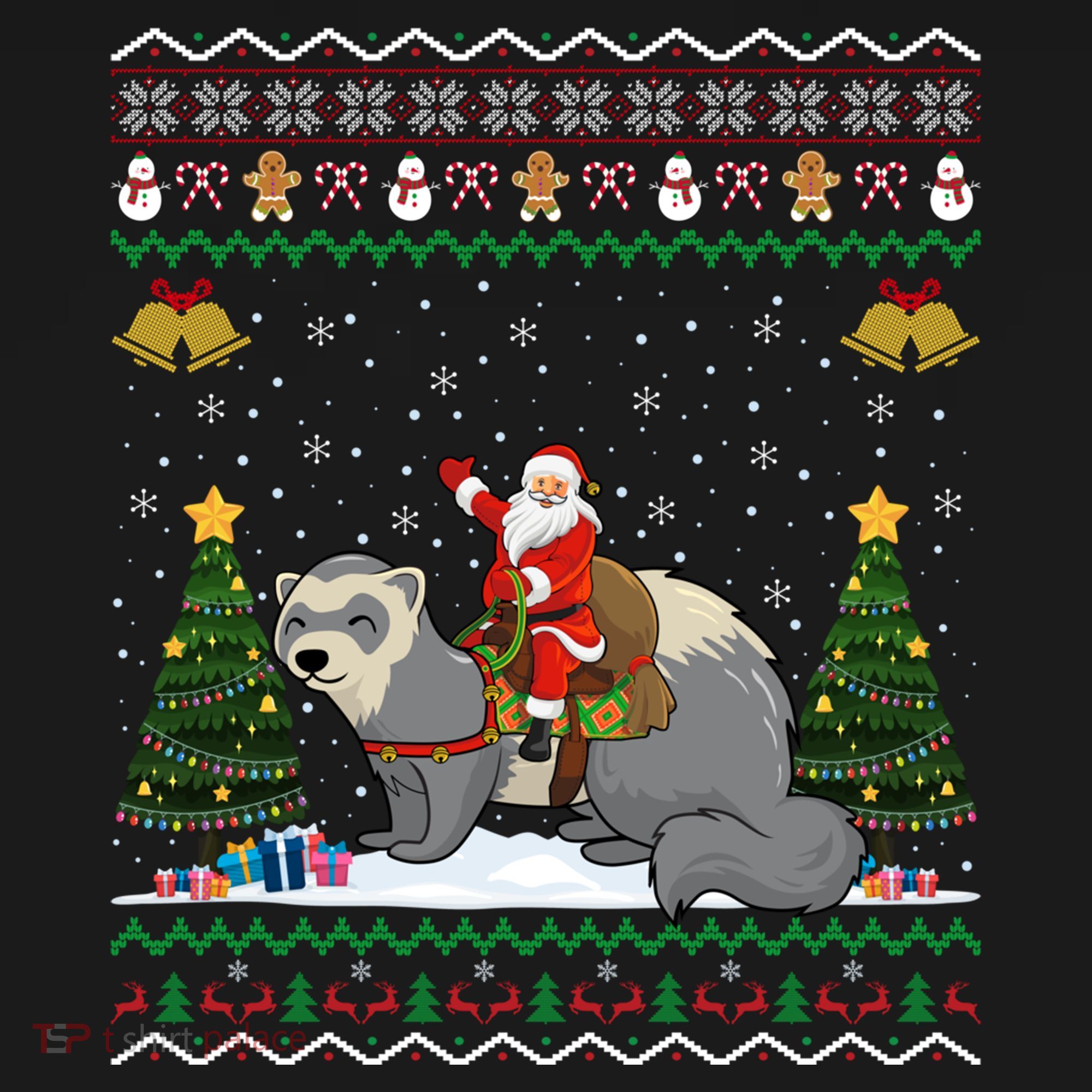 Ferret Ugly Xmas Gift Santa Riding Ferret Christmas Gift Women's Hoodie