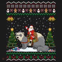Ferret Ugly Xmas Gift Santa Riding Ferret Christmas Gift Ornament thumb 1