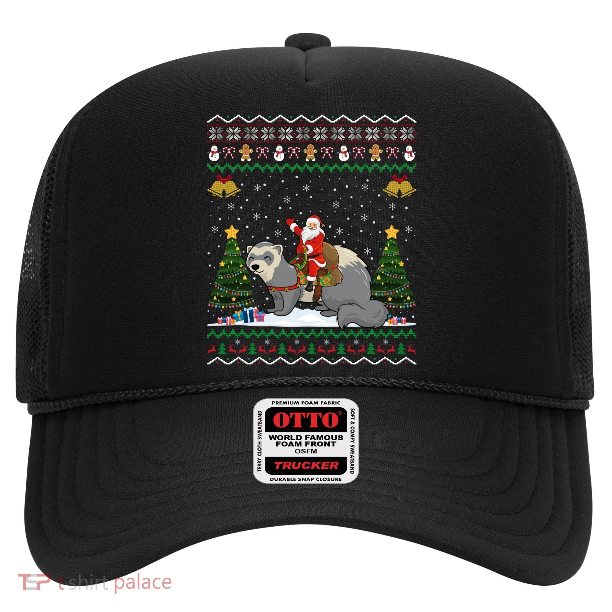 Ferret Ugly Xmas Gift Santa Riding Ferret Christmas Gift Hat