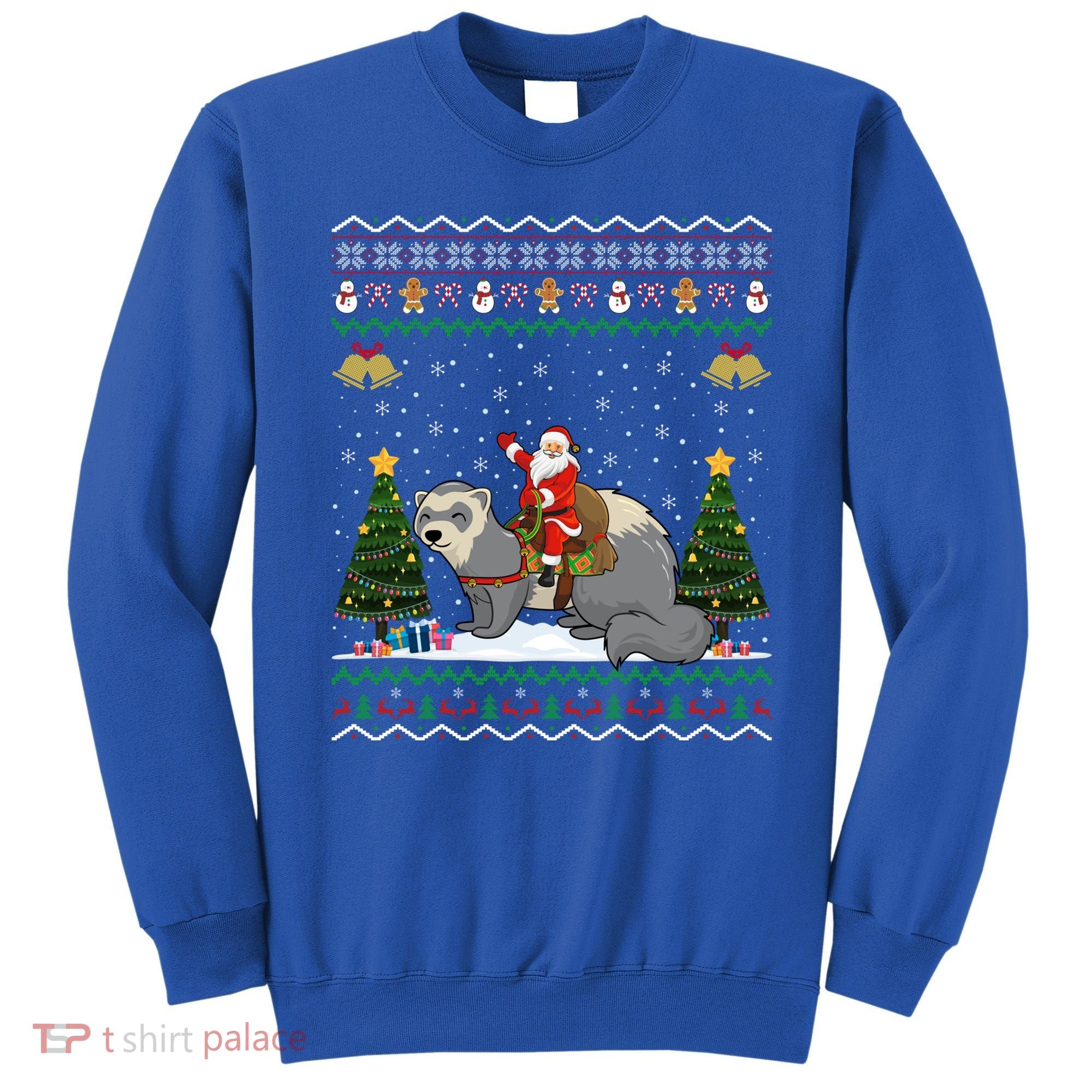 Ferret Ugly Xmas Gift Santa Riding Ferret Christmas Gift Sweatshirt