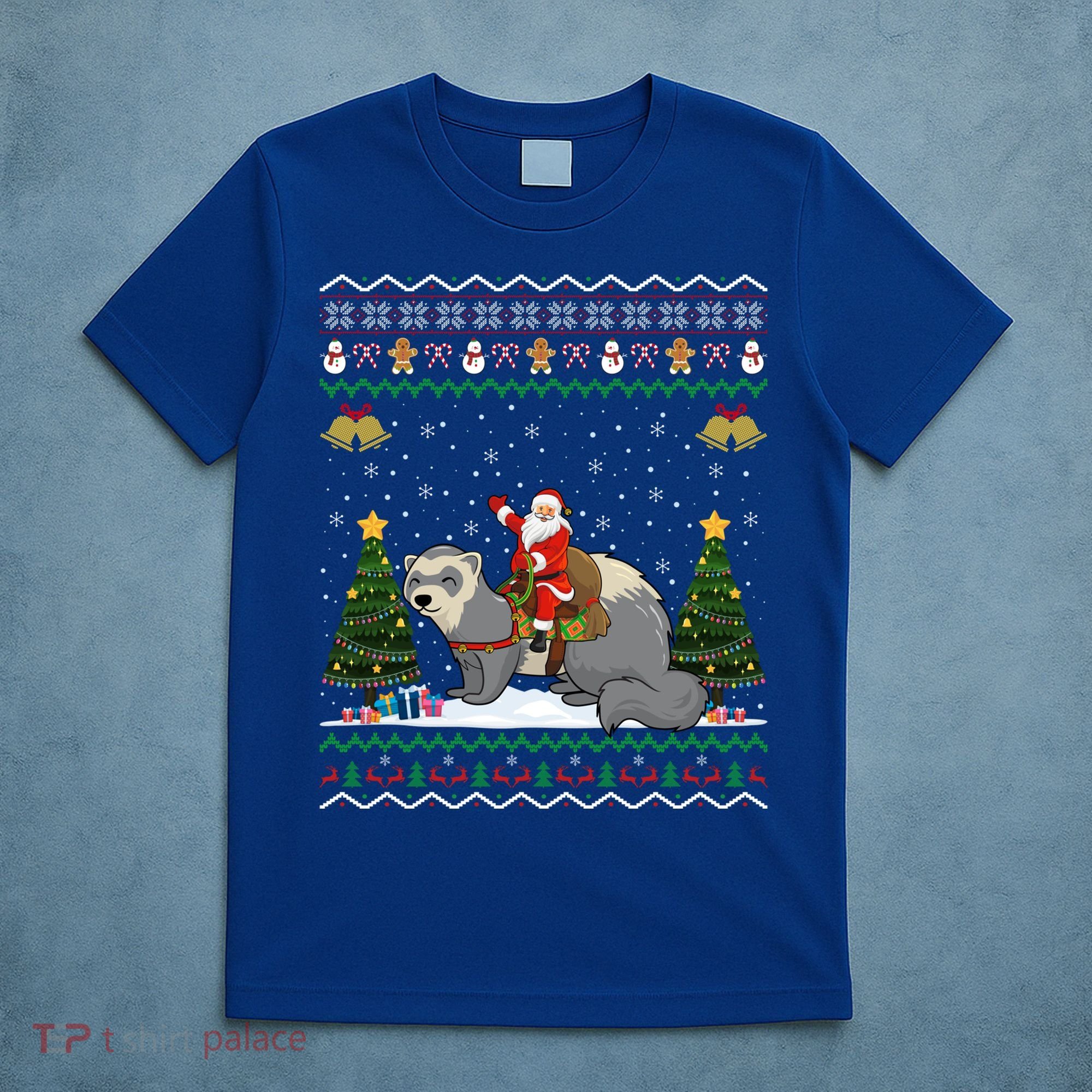 Ferret Ugly Xmas Gift Santa Riding Ferret Christmas Gift T-Shirt