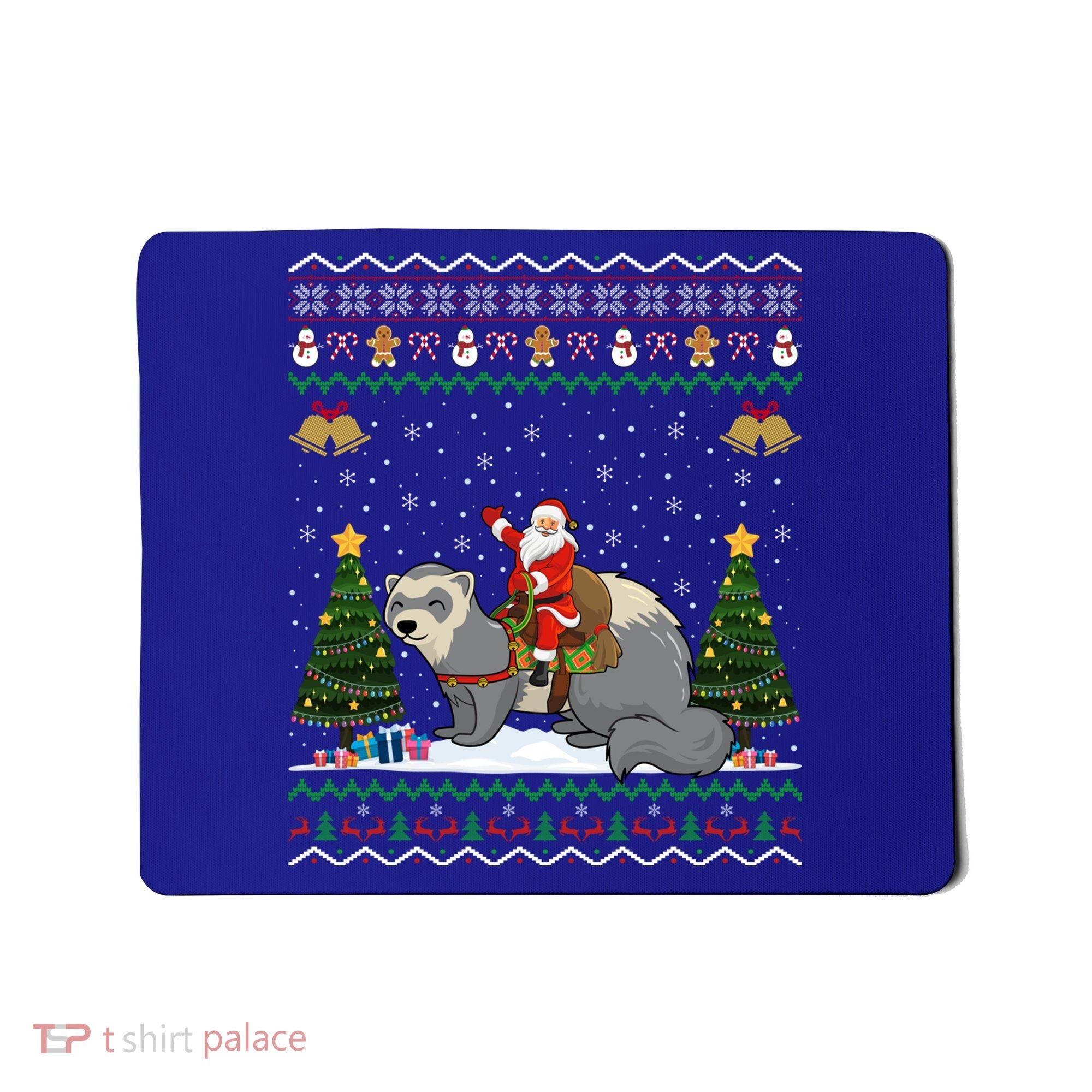Ferret Ugly Xmas Gift Santa Riding Ferret Christmas Gift Mousepad