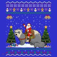 Ferret Ugly Xmas Gift Santa Riding Ferret Christmas Gift Mousepad thumb 1