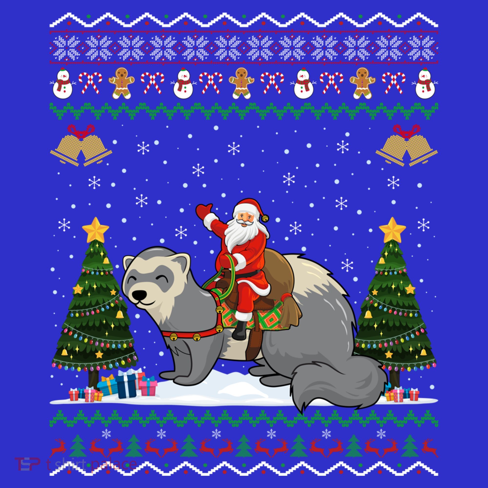 Ferret Ugly Xmas Gift Santa Riding Ferret Christmas Gift Toddler Hoodie