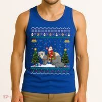 Ferret Ugly Xmas Gift Santa Riding Ferret Christmas Gift Tank Top thumb 3