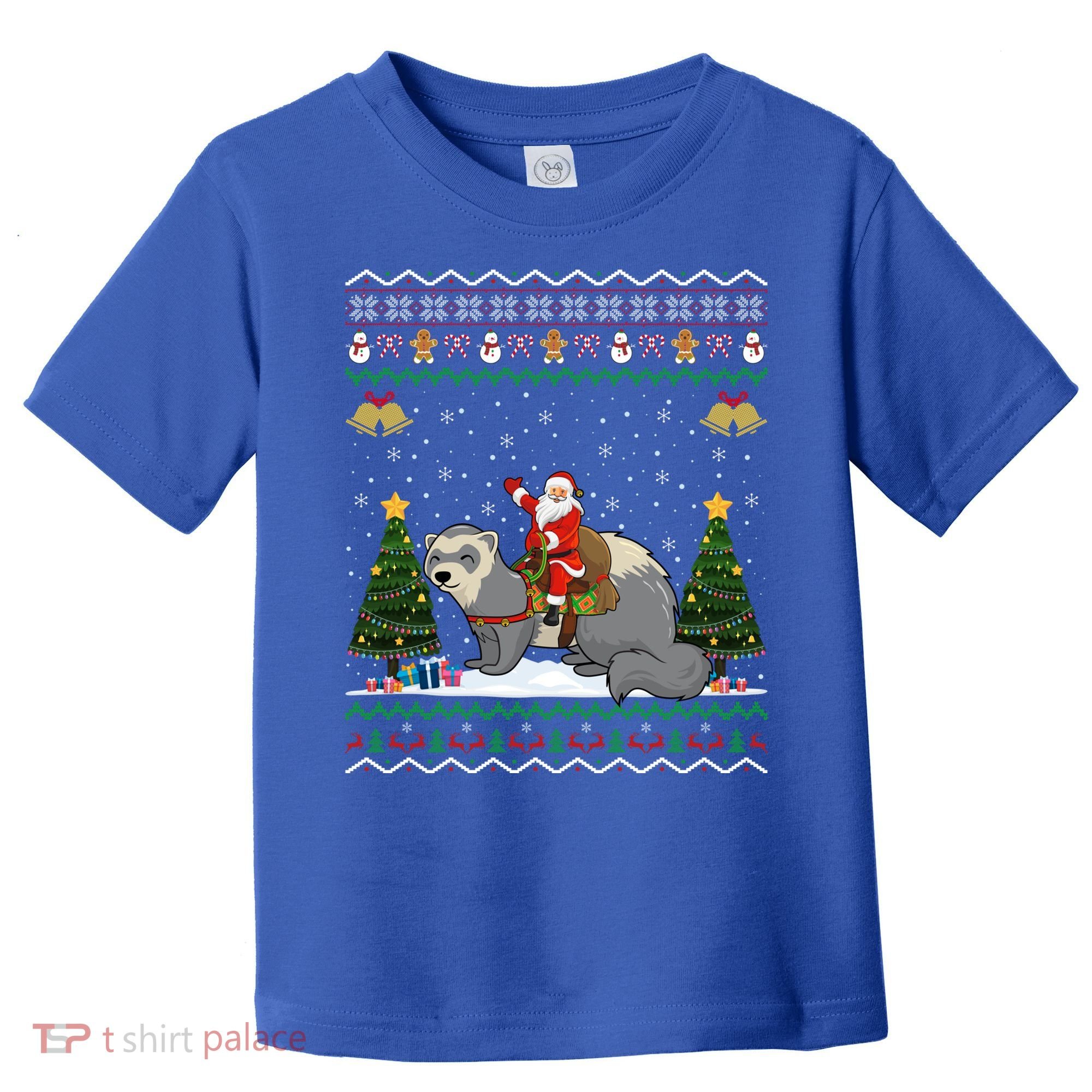Ferret Ugly Xmas Gift Santa Riding Ferret Christmas Gift Toddler T-Shirt