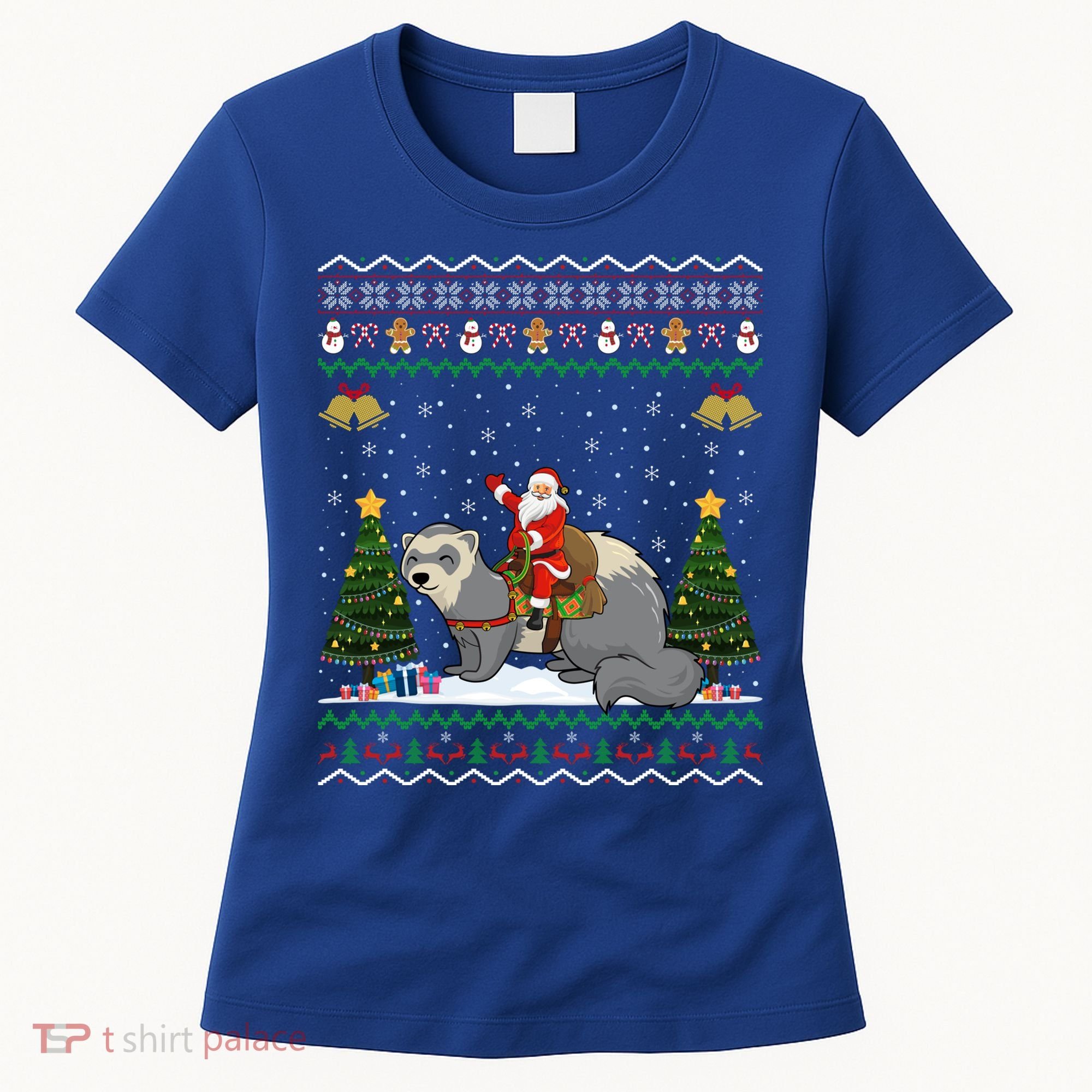 Ferret Ugly Xmas Gift Santa Riding Ferret Christmas Gift Women's T-Shirt