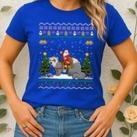 Ferret Ugly Xmas Gift Santa Riding Ferret Christmas Gift Women's T-Shirt thumb 2