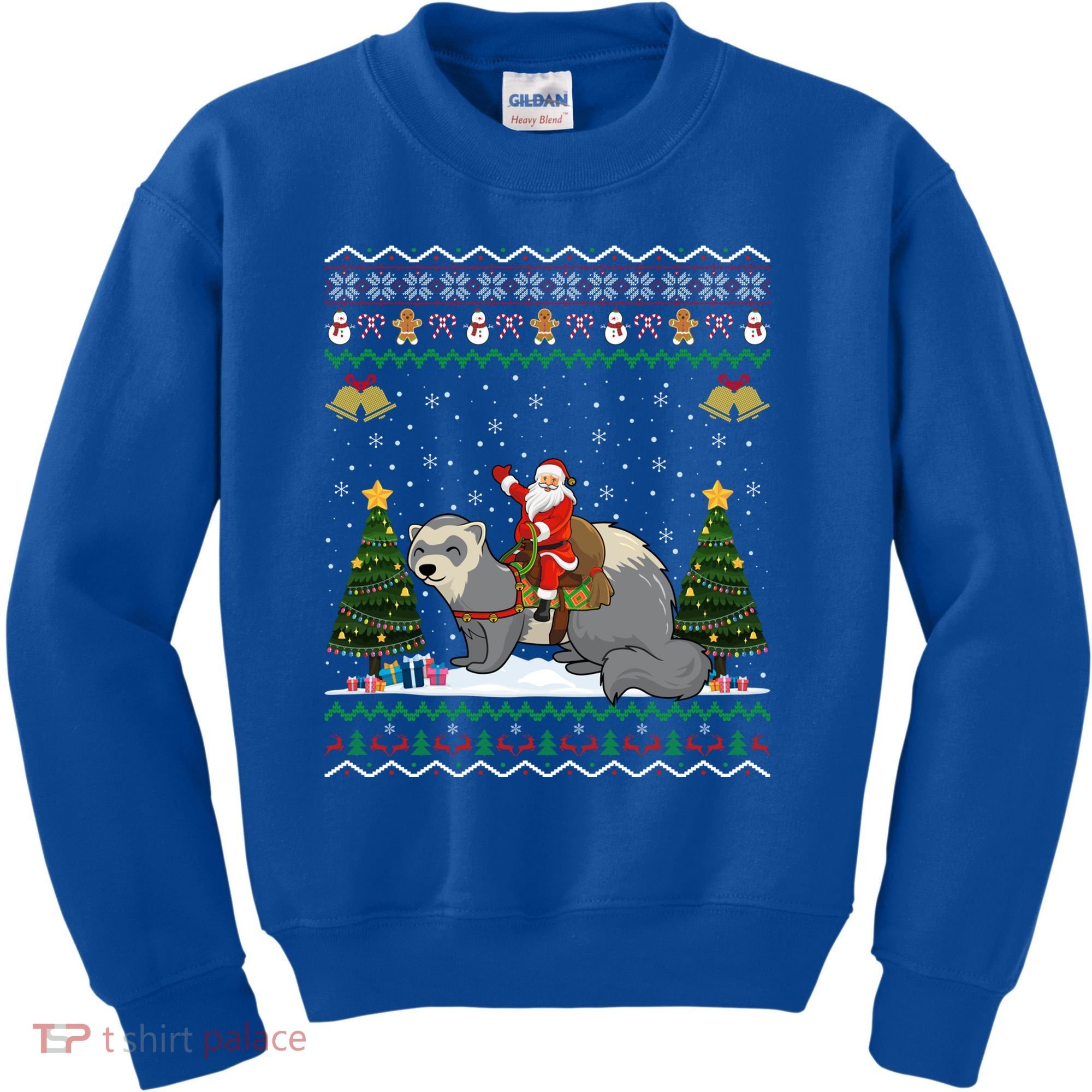 Ferret Ugly Xmas Gift Santa Riding Ferret Christmas Gift Kids Sweatshirt