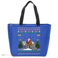 Ferret Ugly Xmas Gift Santa Riding Ferret Christmas Gift Tote Bag thumb 0