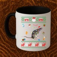 Funny Ugly Xmas Sweater Animals Lights Christmas Rat Funny Gift Coffee Mug thumb 2