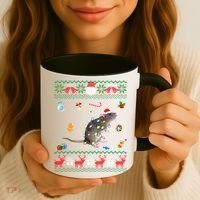 Funny Ugly Xmas Sweater Animals Lights Christmas Rat Funny Gift Coffee Mug thumb 3