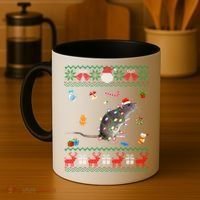 Funny Ugly Xmas Sweater Animals Lights Christmas Rat Funny Gift Coffee Mug thumb 4