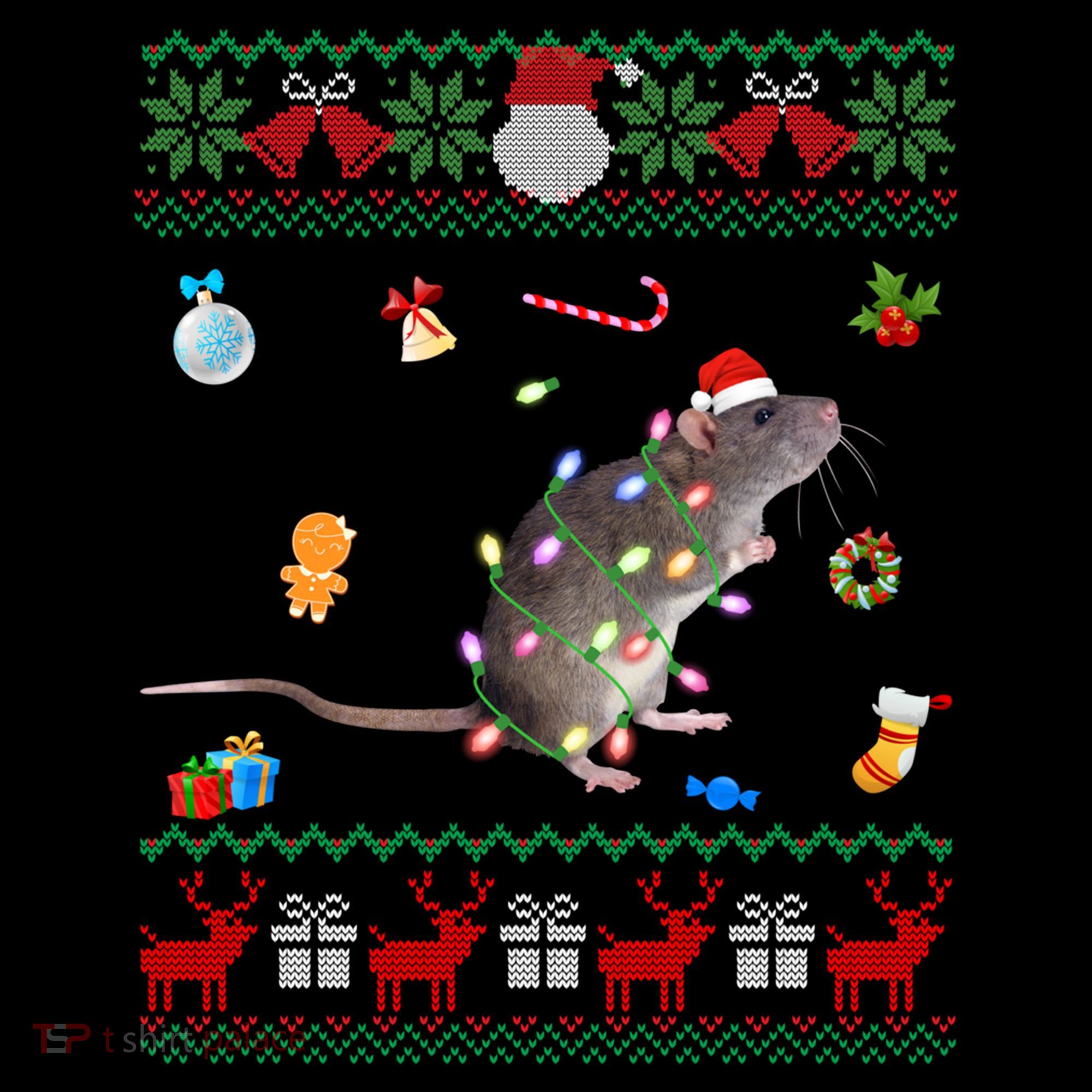Funny Ugly Xmas Sweater Animals Lights Christmas Rat Funny Gift Coffee Mug