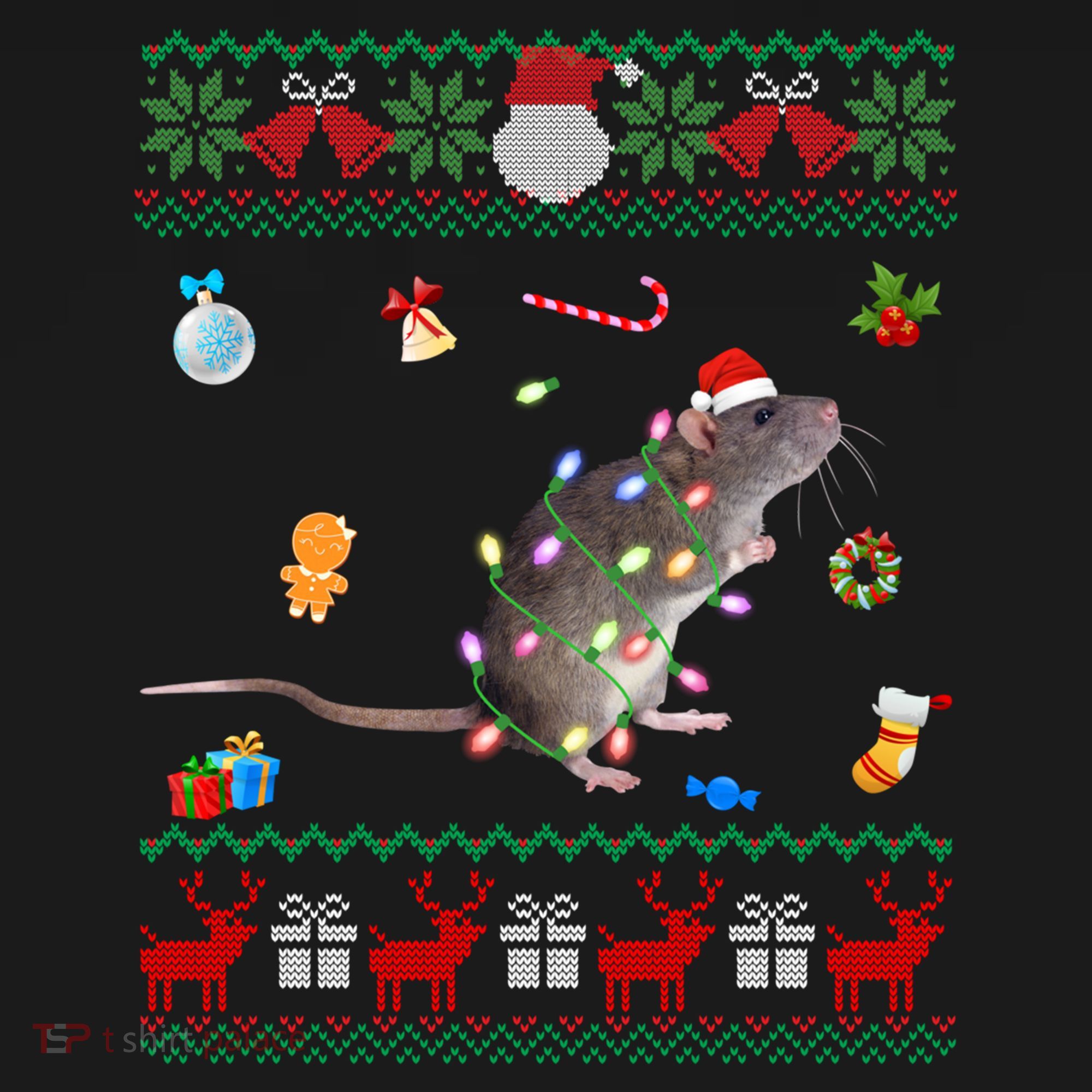 Funny Ugly Xmas Sweater Animals Lights Christmas Rat Funny Gift Women's Hoodie