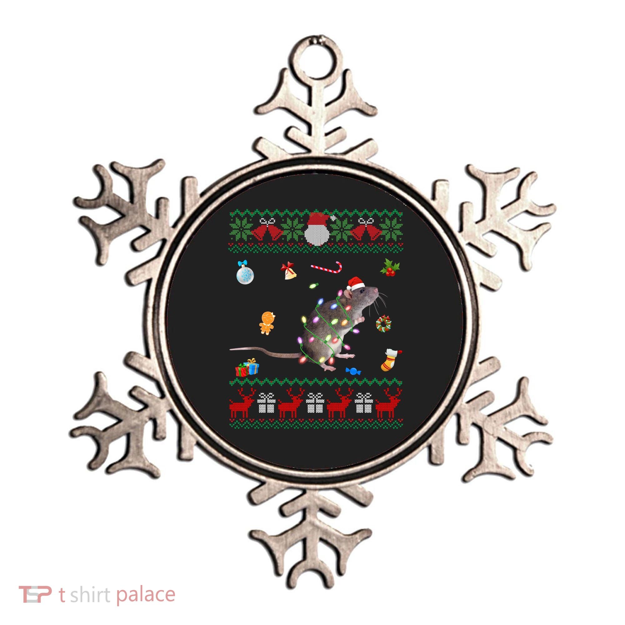 Funny Ugly Xmas Sweater Animals Lights Christmas Rat Funny Gift Ornament