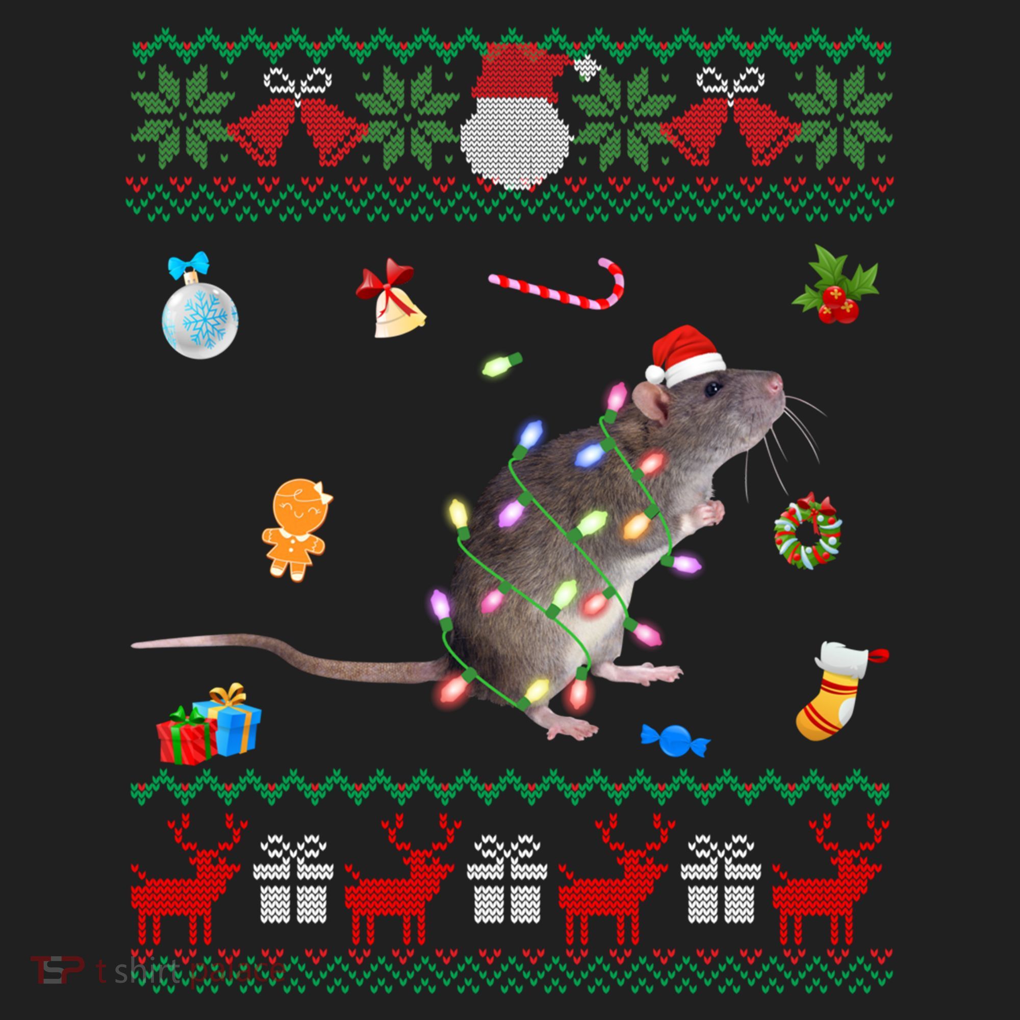 Funny Ugly Xmas Sweater Animals Lights Christmas Rat Funny Gift Hat