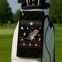 Funny Ugly Xmas Sweater Animals Lights Christmas Rat Funny Gift Golf Towel thumb 2