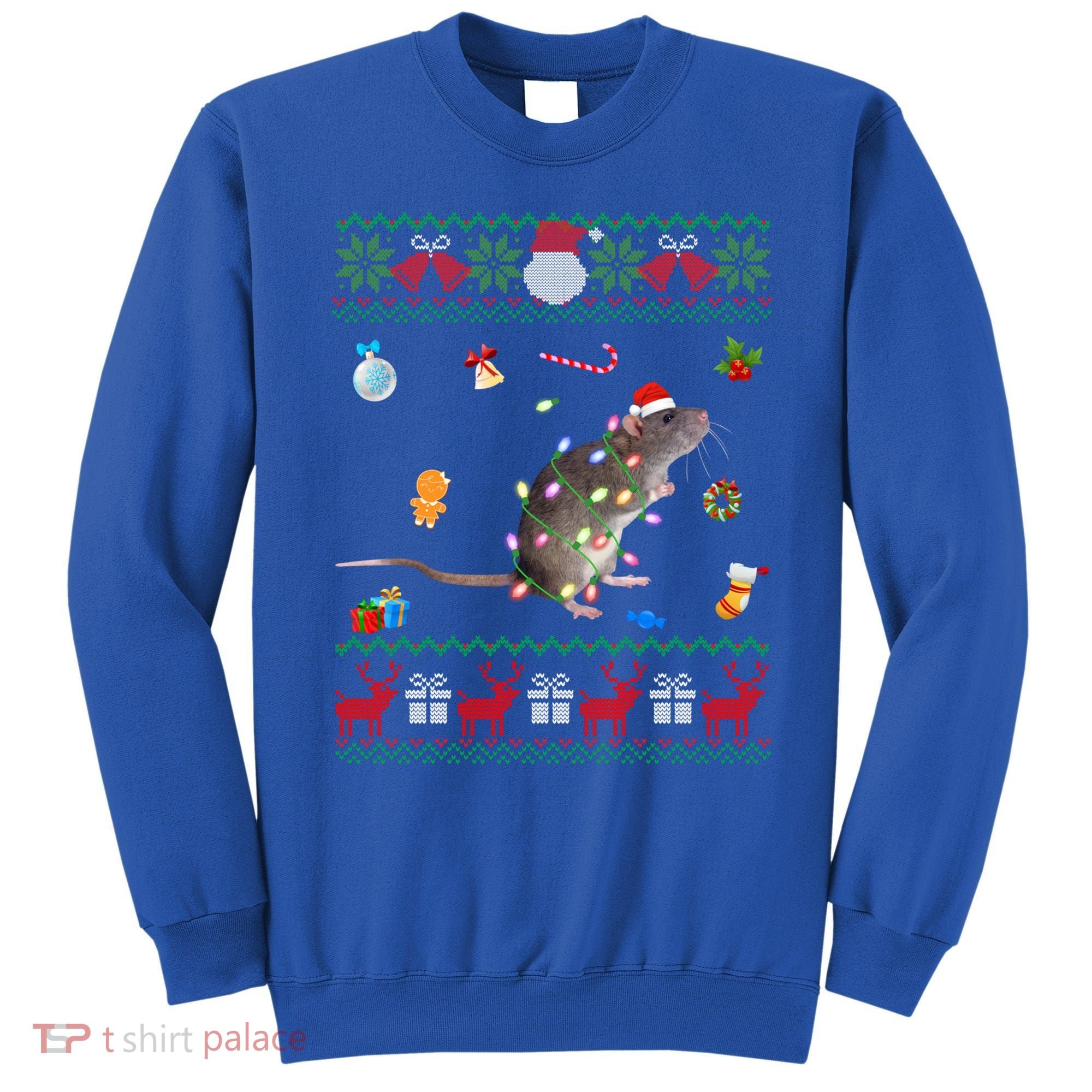 Funny Ugly Xmas Sweater Animals Lights Christmas Rat Funny Gift Sweatshirt