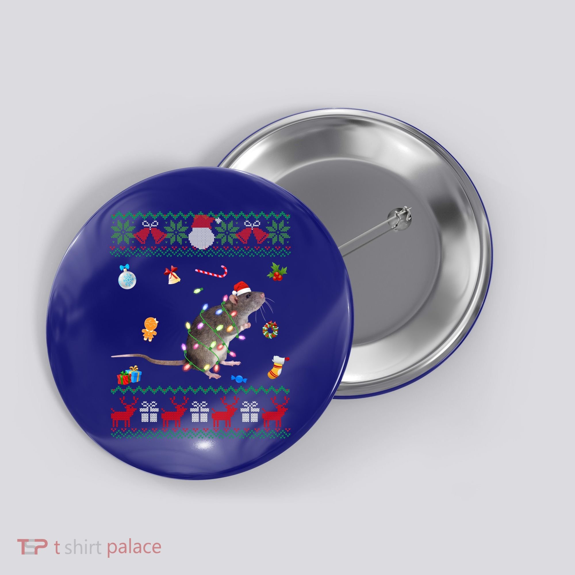 Funny Ugly Xmas Sweater Animals Lights Christmas Rat Funny Gift Button