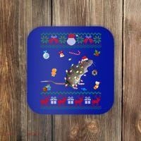 Funny Ugly Xmas Sweater Animals Lights Christmas Rat Funny Gift Coaster thumb 0