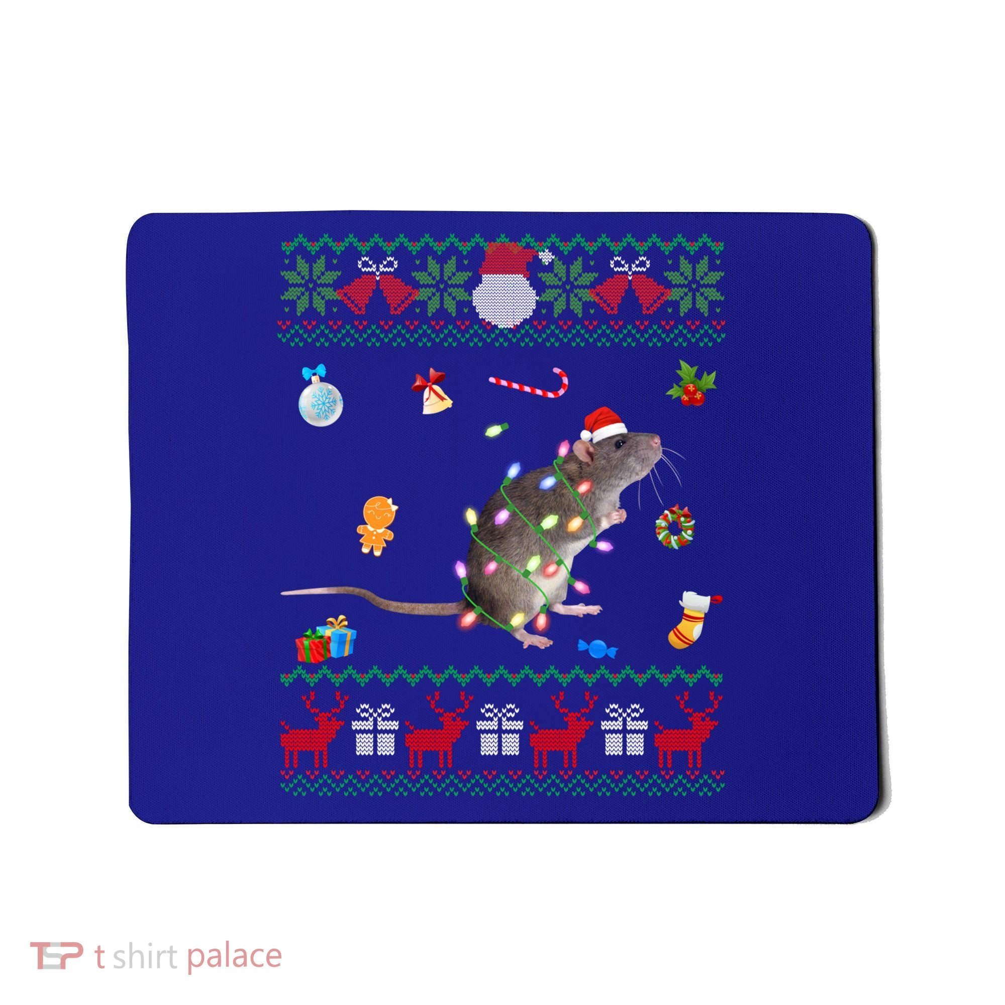 Funny Ugly Xmas Sweater Animals Lights Christmas Rat Funny Gift Mousepad