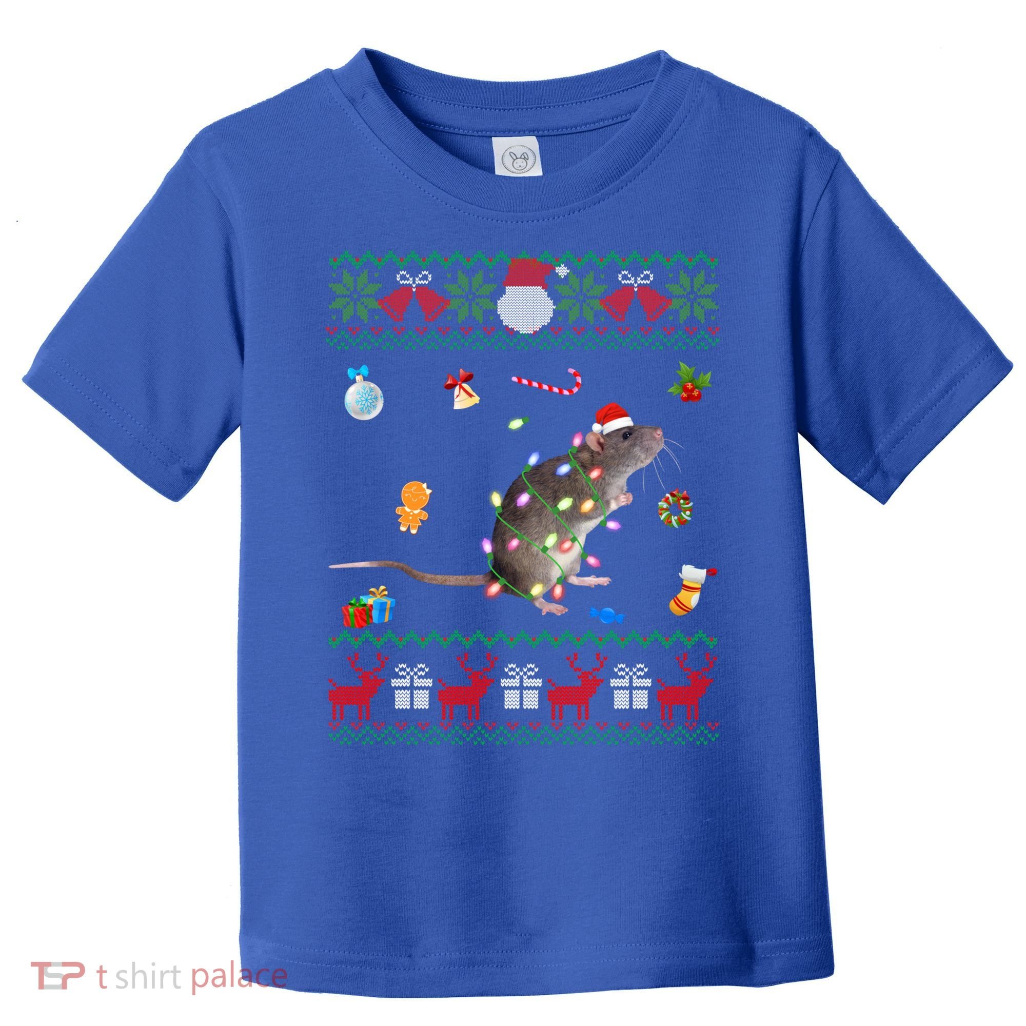 Funny Ugly Xmas Sweater Animals Lights Christmas Rat Funny Gift Toddler T-Shirt