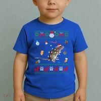 Funny Ugly Xmas Sweater Animals Lights Christmas Rat Funny Gift Toddler T-Shirt thumb 2