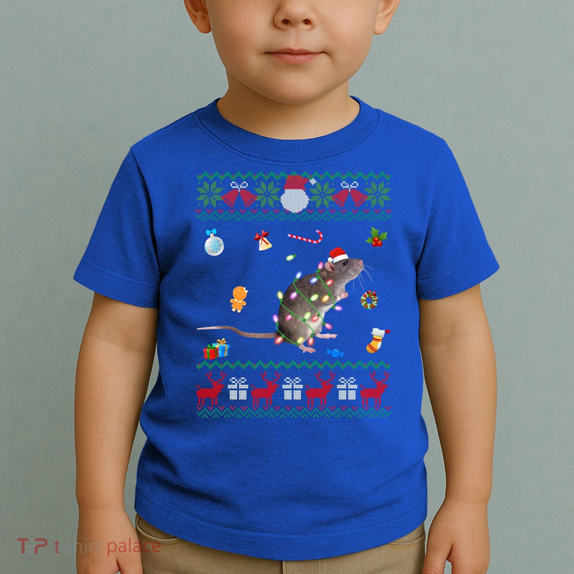 Funny Ugly Xmas Sweater Animals Lights Christmas Rat Funny Gift Toddler T-Shirt