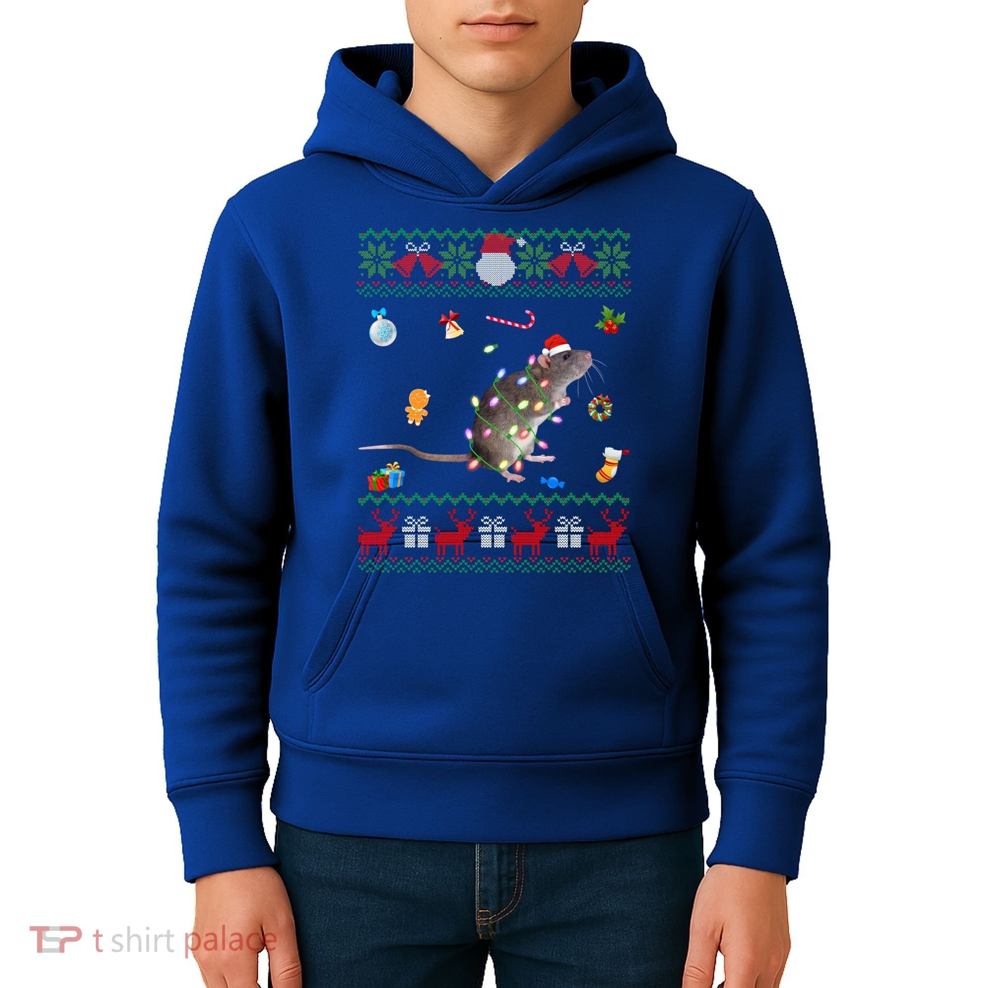 Funny Ugly Xmas Sweater Animals Lights Christmas Rat Funny Gift Kids Hoodie