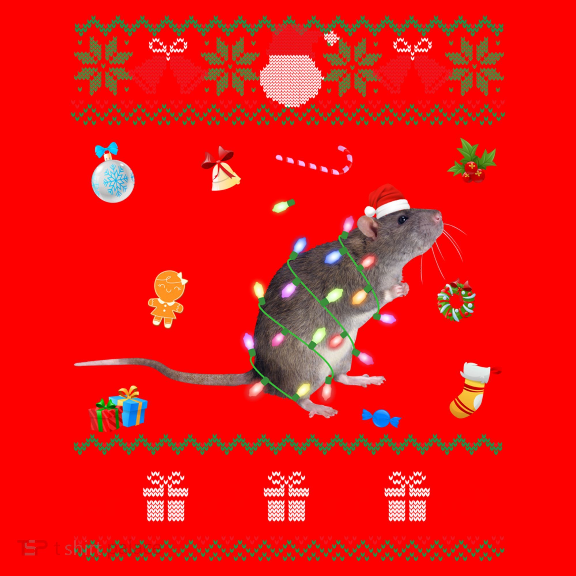 Funny Ugly Xmas Sweater Animals Lights Christmas Rat Funny Gift Santa Hat