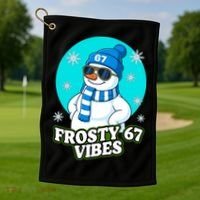 Frosty Vibes 67 Snowman Six Seven Meme Funny Golf Towel thumb 1