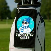 Frosty Vibes 67 Snowman Six Seven Meme Funny Golf Towel thumb 2
