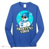 Frosty Vibes 67 Snowman Six Seven Meme Funny Long Sleeve Shirt thumb 0
