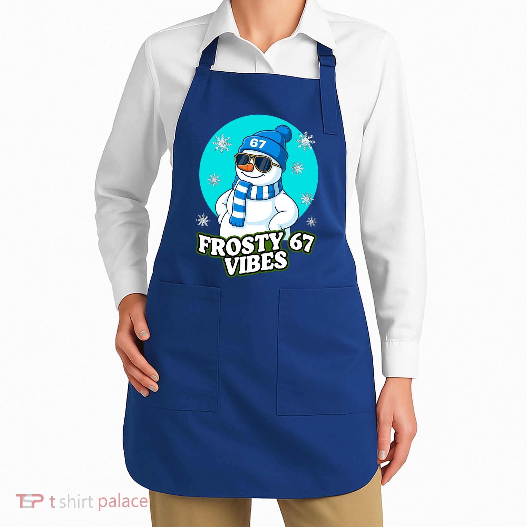 Frosty Vibes 67 Snowman Six Seven Meme Funny Apron