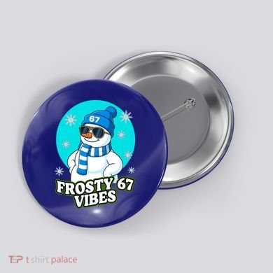 Frosty Vibes 67 Snowman Six Seven Meme Funny Button
